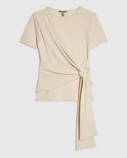 Cream Textured Knot Front Top