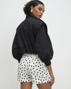 Cream Tie Front Polka Dot Skort