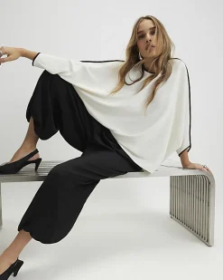 Cream Tipped Batwing Sleeve Top