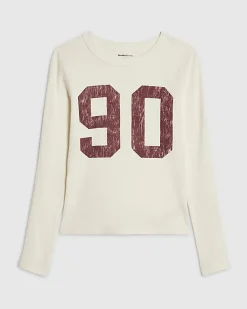 Cream Washed Number Fitted Top