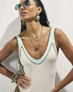 Cream Whipstitch Swimsuit