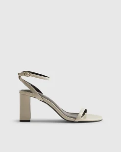 Cream Wide Fit Block Heeled Open Toe Sandals