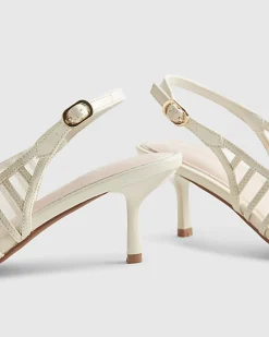 Cream Wide Fit Mesh Slingback Court Heels