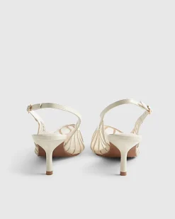 Cream Wide Fit Mesh Slingback Court Heels