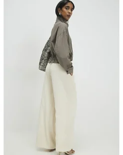 Cream Wide Leg Smart Joggers