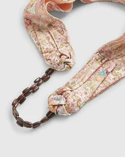 Cream Wood Handle Printed Slouch Bag
