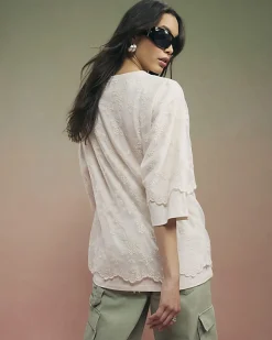 Cream Year Zero Lace Overlay T-Shirt