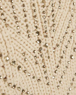 Girls Beige Embellished Crochet Top