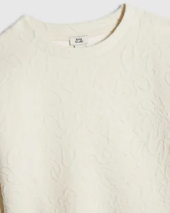 Girls Beige Floral Texture Top Set
