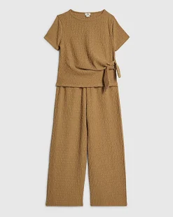 Girls Beige Textured Set