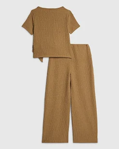 Girls Beige Textured Set