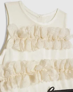 Girls Beige Tiered Tulle Dress