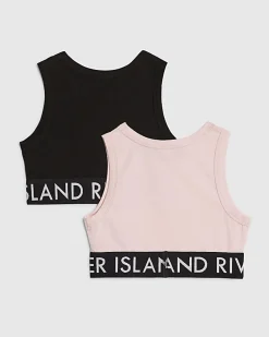 Girls Black And Pink Tank Top 2 Pack