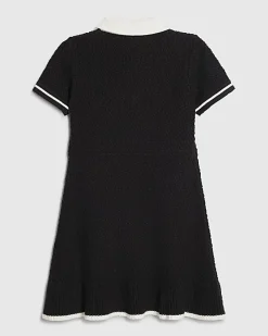 Girls Black Boucle Bow Dress