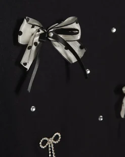 Girls Black Bow Charm T-Shirt