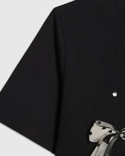 Girls Black Bow Charm T-Shirt