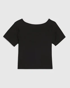 Girls Black Bow Top