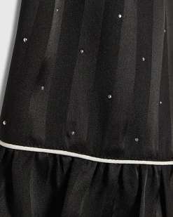 Girls Black Embellished Satin Pyjamas