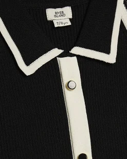 Girls Black Halter Polo Dress