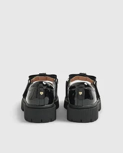 Girls Black Multiple Straps Mary Jane Shoes
