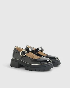 Girls Black Patent Chunky Mary Jane Shoes