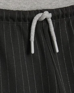 Girls Black Pinstripe Wide Leg Trousers
