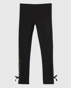 Girls Black RI Bow Leggings
