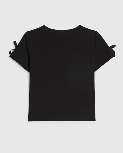 Girls Black RI Bow Top
