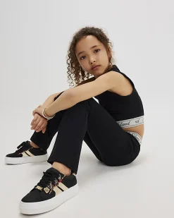Girls Black RI Flared Leggings