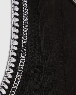 Girls Black Ribbed Contrast Stitch Tank Top