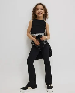 Girls Black Script RI Tank Top