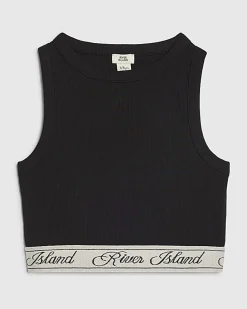 Girls Black Script RI Tank Top