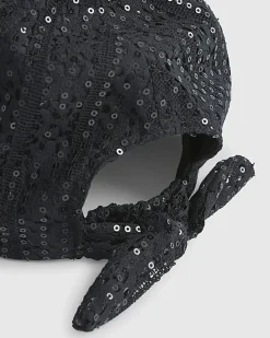 Girls Black Sequin Lace Cap