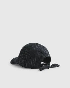 Girls Black Sequin Lace Cap