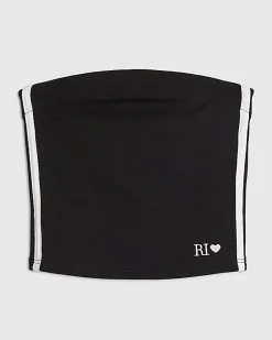 Girls Black Side Stripe Bandeau Top