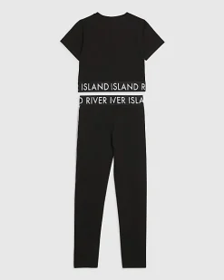 Girls Black Side Stripe T-Shirt Set