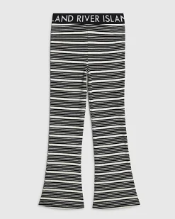 Girls Black Stripe Flared Trousers