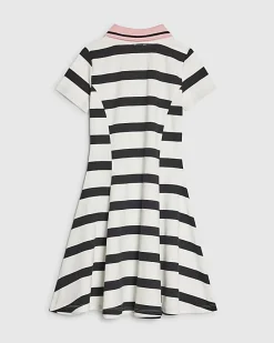 Girls Black Stripe Polo Dress