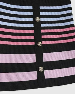 Girls Black Stripe Polo Dress