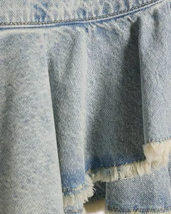 Girls Blue Asymmetric Skirt With Keychain