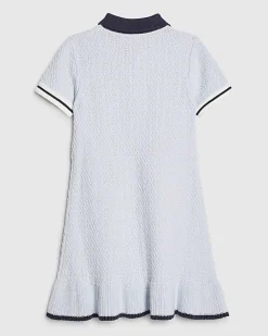 Girls Blue Boucle Bow Dress