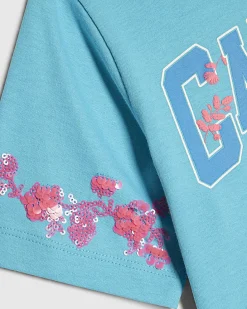 Girls Blue California Floral T-Shirt