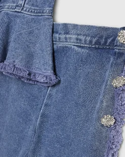 Girls Blue Denim Peplum Top Set