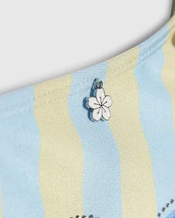 Girls Blue Dolphin Stripe Swimsuit