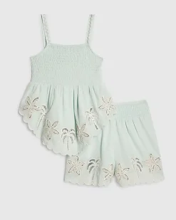 Girls Blue Hanky Hem Embellished Set