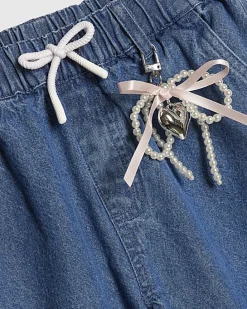 Girls Blue Keyring Cargo Jeans