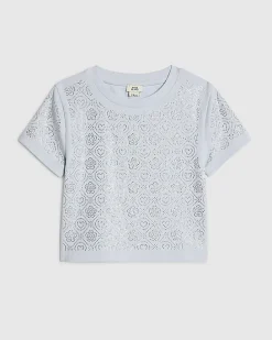 Girls Blue RI Diamante T-Shirt