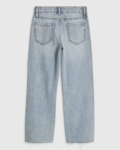 Girls Blue Ripped Straight Jeans