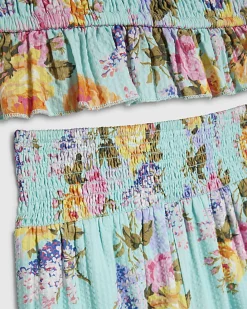Girls Blue Rose Top and Trouser Set