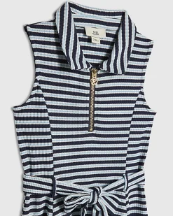 Girls Blue Stripe Dress